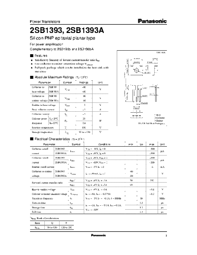 Panasonic 2sb1393  . Electronic Components Datasheets Active components Transistors Panasonic 2sb1393.pdf