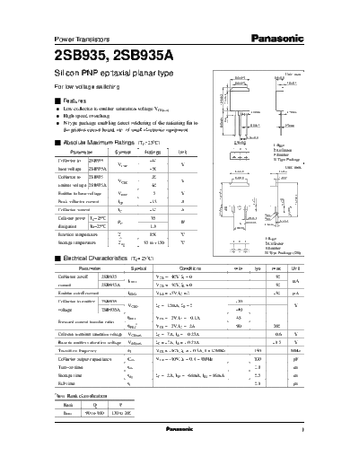Panasonic 2sb935  . Electronic Components Datasheets Active components Transistors Panasonic 2sb935.pdf