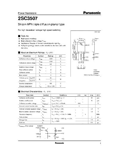Panasonic 2sc3507  . Electronic Components Datasheets Active components Transistors Panasonic 2sc3507.pdf
