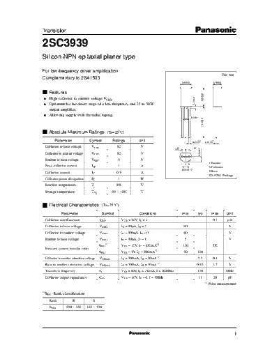 Panasonic 2sc3939 e  . Electronic Components Datasheets Active components Transistors Panasonic 2sc3939_e.pdf