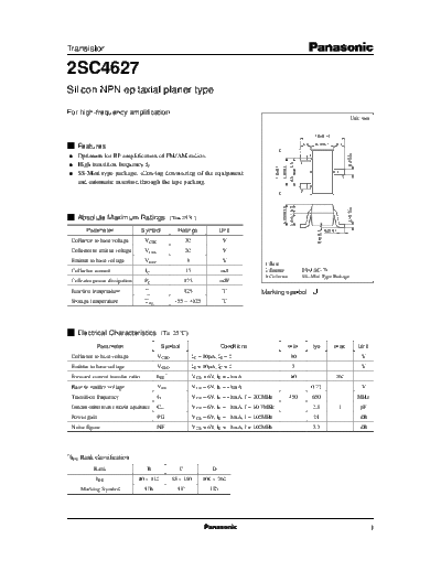 Panasonic 2sc4627 e  . Electronic Components Datasheets Active components Transistors Panasonic 2sc4627_e.pdf