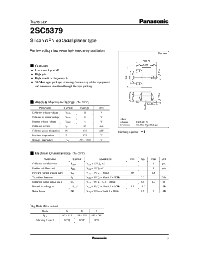 Panasonic 2sc5379  . Electronic Components Datasheets Active components Transistors Panasonic 2sc5379.pdf