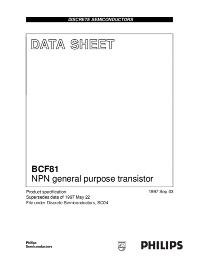 Philips bcf81 3  . Electronic Components Datasheets Active components Transistors Philips bcf81_3.pdf