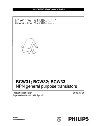 Philips bcw31 bcw32 bcw33  . Electronic Components Datasheets Active components Transistors Philips bcw31_bcw32_bcw33.pdf