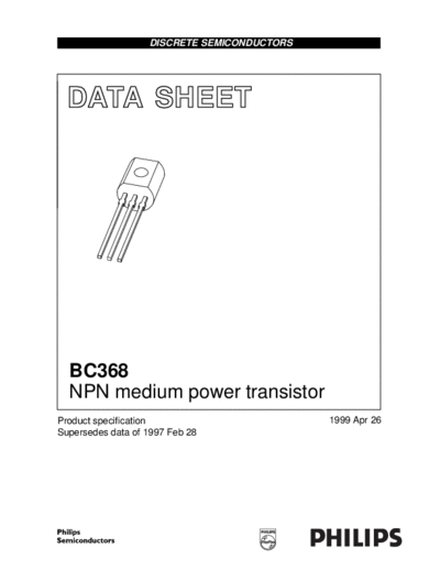 . Electronic Components Datasheets bc368 3  . Electronic Components Datasheets Active components Transistors Philips bc368_3.pdf