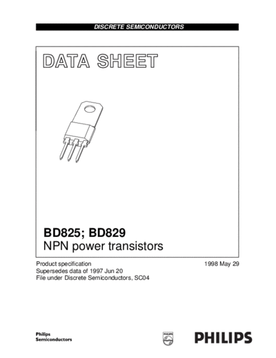 Philips bd825 bd829  . Electronic Components Datasheets Active components Transistors Philips bd825_bd829.pdf