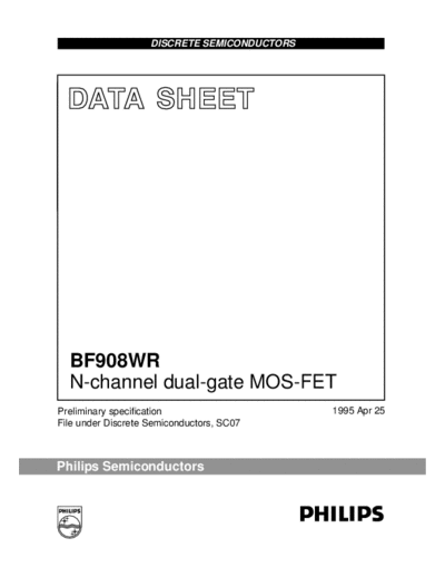 . Electronic Components Datasheets bf908wr 0  . Electronic Components Datasheets Active components Transistors Philips bf908wr_0.pdf