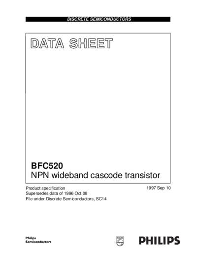 Philips bfc520 3  . Electronic Components Datasheets Active components Transistors Philips bfc520_3.pdf