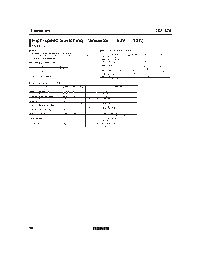 Rohm 2sa1870  . Electronic Components Datasheets Active components Transistors Rohm 2sa1870.pdf