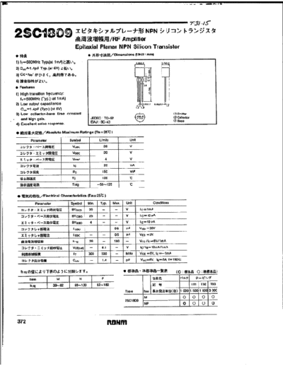 Rohm 2sc1809  . Electronic Components Datasheets Active components Transistors Rohm 2sc1809.pdf