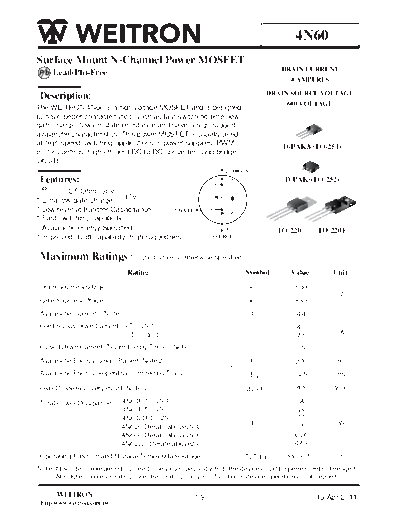 Wietron 4n60d 4n60f 4n60i 4n60p  . Electronic Components Datasheets Active components Transistors Wietron 4n60d_4n60f_4n60i_4n60p.pdf