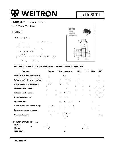 Wietron a1015lt1  . Electronic Components Datasheets Active components Transistors Wietron a1015lt1.pdf