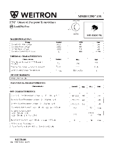 Wietron mmbt2907aw  . Electronic Components Datasheets Active components Transistors Wietron mmbt2907aw.pdf