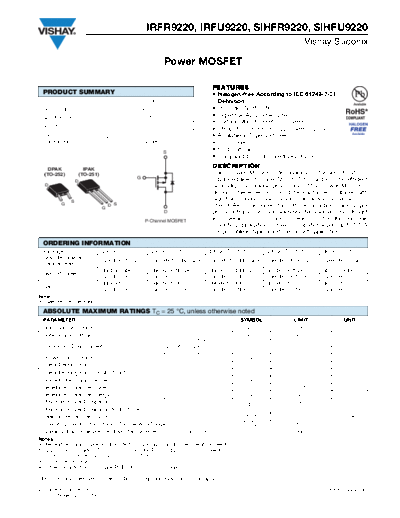 Vishay irfr9220 irfu9220 sihfr9220 sihfu9220  . Electronic Components Datasheets Active components Transistors Vishay irfr9220_irfu9220_sihfr9220_sihfu9220.pdf