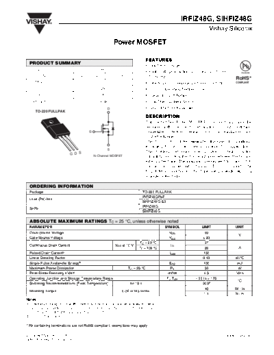 Vishay irfiz48g sihfiz48g  . Electronic Components Datasheets Active components Transistors Vishay irfiz48g_sihfiz48g.pdf