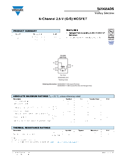 Vishay si2302ad  . Electronic Components Datasheets Active components Transistors Vishay si2302ad.pdf