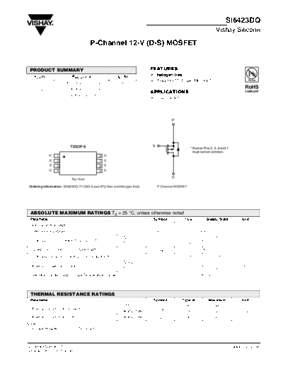 Vishay si6423dq  . Electronic Components Datasheets Active components Transistors Vishay si6423dq.pdf