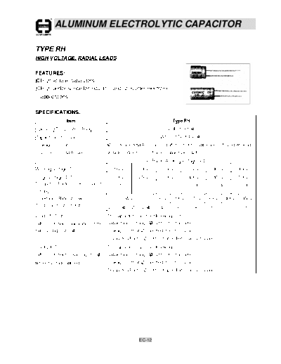 Cosonic [radial thru-hole] RH Series  . Electronic Components Datasheets Passive components capacitors Cosonic Cosonic [radial thru-hole] RH Series.pdf