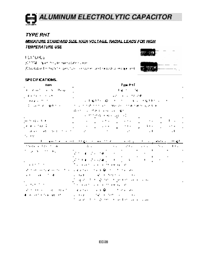 Cosonic [radial thru-hole] RHT Series  . Electronic Components Datasheets Passive components capacitors Cosonic Cosonic [radial thru-hole] RHT Series.pdf