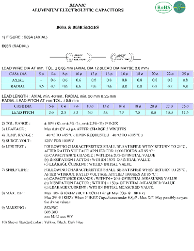 Bennic [bi-polar radial-axial] B03 Series  . Electronic Components Datasheets Passive components capacitors Bennic Bennic [bi-polar radial-axial] B03 Series.pdf