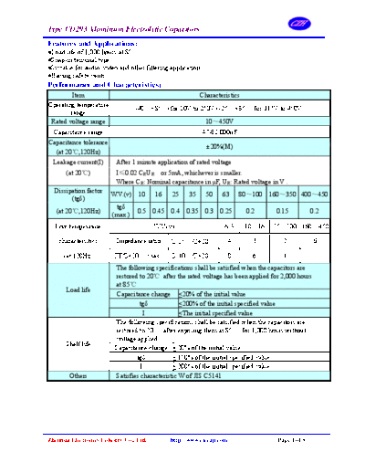 Elecap [snap-in] CD293 Series  . Electronic Components Datasheets Passive components capacitors Elecap Elecap [snap-in] CD293 Series.pdf