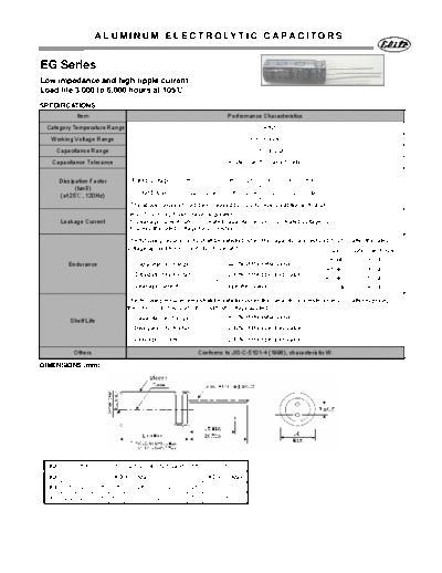 Elite [radial thru-hole] EG Series  . Electronic Components Datasheets Passive components capacitors Elite Elite [radial thru-hole] EG Series.pdf