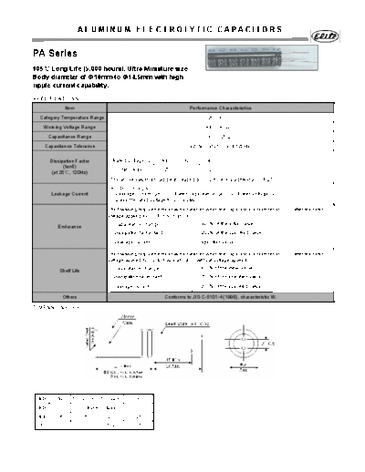 Elite [radial thru-hole] PA Series  . Electronic Components Datasheets Passive components capacitors Elite Elite [radial thru-hole] PA Series.pdf