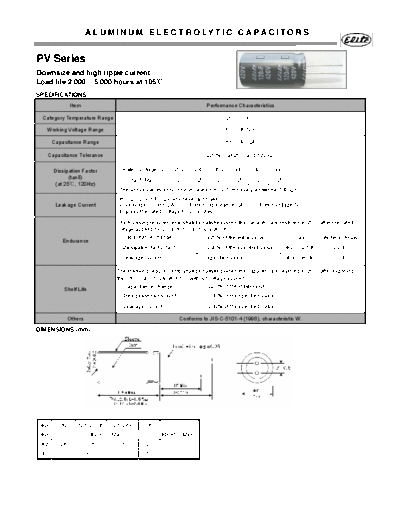 Elite [radial thru-hole] PV Series  . Electronic Components Datasheets Passive components capacitors Elite Elite [radial thru-hole] PV Series.pdf