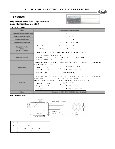 Elite [radial thru-hole] PY Series  . Electronic Components Datasheets Passive components capacitors Elite Elite [radial thru-hole] PY Series.pdf