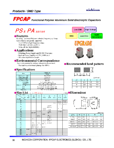 FPCAP [polymer SMD] Type ME - PS-PA Series  . Electronic Components Datasheets Passive components capacitors FPCAP FPCAP [polymer SMD] Type ME - PS-PA Series.pdf