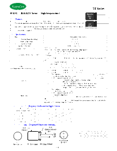 KapuCon [radial thru-hole] TE Series  . Electronic Components Datasheets Passive components capacitors KapuCon KapuCon [radial thru-hole] TE Series.pdf