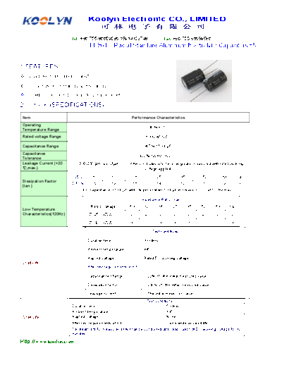 Koolyn [radial thru-hole] KLE01 Series  . Electronic Components Datasheets Passive components capacitors Koolyn Koolyn [radial thru-hole] KLE01 Series.pdf