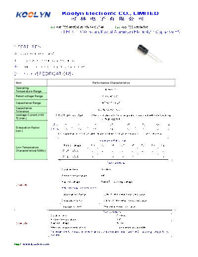 Koolyn [radial thru-hole] KLE03 Series  . Electronic Components Datasheets Passive components capacitors Koolyn Koolyn [radial thru-hole] KLE03 Series.pdf