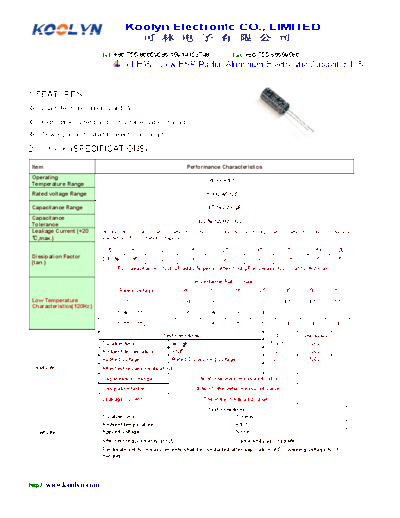 Koolyn [radial thru-hole] KLE05 Series  . Electronic Components Datasheets Passive components capacitors Koolyn Koolyn [radial thru-hole] KLE05 Series.pdf