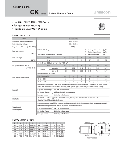 Jamicon [SMD] CK Series  . Electronic Components Datasheets Passive components capacitors Jamicon Jamicon [SMD] CK Series.pdf