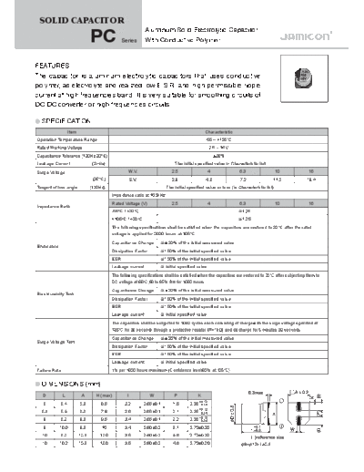 Jamicon [polymer SMD] PC Series  . Electronic Components Datasheets Passive components capacitors Jamicon Jamicon [polymer SMD] PC Series.pdf