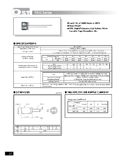 OST OST [radial] RSG series  . Electronic Components Datasheets Passive components capacitors OST OST [radial] RSG series.pdf
