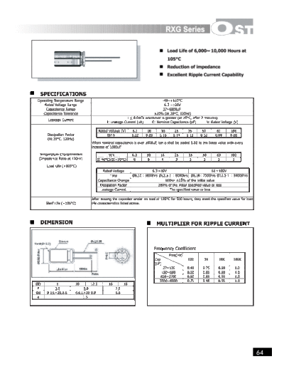 OST OST [radial] RXG series  . Electronic Components Datasheets Passive components capacitors OST OST [radial] RXG series.pdf
