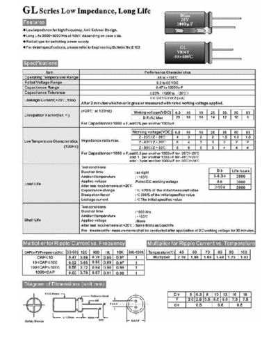 Micon [radial] GL series  . Electronic Components Datasheets Passive components capacitors Micon Micon [radial] GL series.pdf