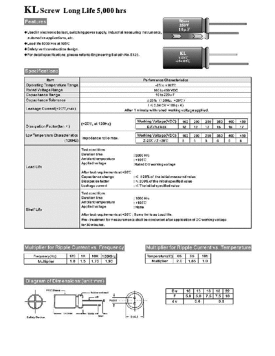 Micon [screw] KL series  . Electronic Components Datasheets Passive components capacitors Micon Micon [screw] KL series.pdf