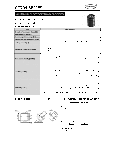 Nantung [snap-in] CD294 Series  . Electronic Components Datasheets Passive components capacitors Nantung Nantung [snap-in] CD294 Series.pdf