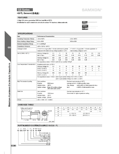 Samxon [radial thru-hole] GS Series  . Electronic Components Datasheets Passive components capacitors Samxon Samxon [radial thru-hole] GS Series.pdf