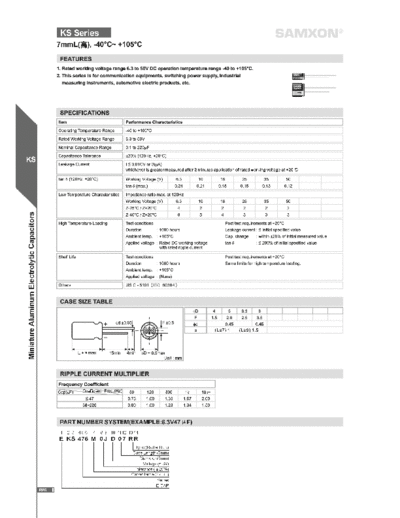Samxon [radial thru-hole] KS Series  . Electronic Components Datasheets Passive components capacitors Samxon Samxon [radial thru-hole] KS Series.pdf