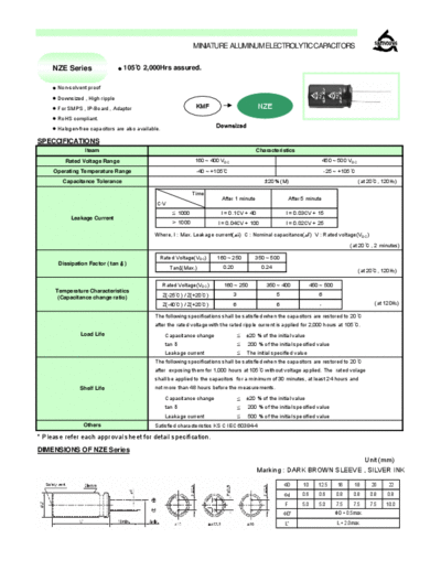 Samyoung [radial thru-hole] NZE Series  . Electronic Components Datasheets Passive components capacitors Samyoung Samyoung [radial thru-hole] NZE Series.pdf