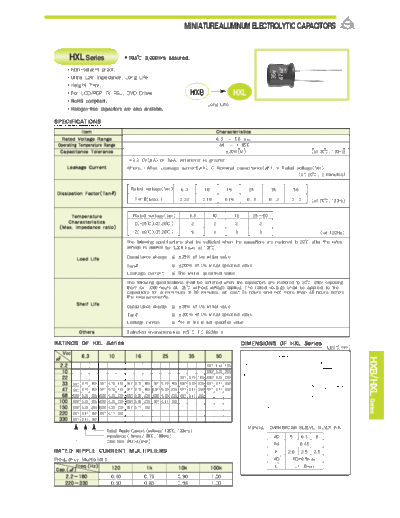 Samyoung [radial thru-hole] HXL Series  . Electronic Components Datasheets Passive components capacitors Samyoung Samyoung [radial thru-hole] HXL Series.pdf