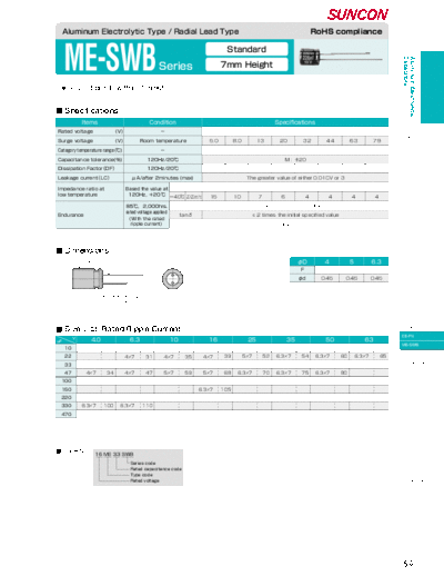 Suncon [radial] ME-SWB Series  . Electronic Components Datasheets Passive components capacitors Suncon Suncon [radial] ME-SWB Series.pdf