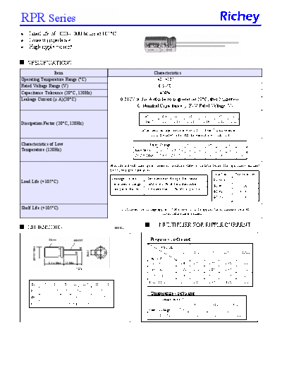 Richey [radial thru-hole] RPR Series  . Electronic Components Datasheets Passive components capacitors Richey Richey [radial thru-hole] RPR Series.pdf