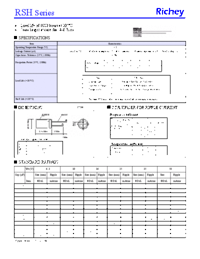 Richey [radial thru-hole] RSH Series  . Electronic Components Datasheets Passive components capacitors Richey Richey [radial thru-hole] RSH Series.pdf