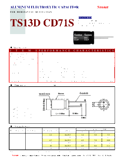Suntan [bi-polar radial] TS13DN-CD71S Series  . Electronic Components Datasheets Passive components capacitors Suntan Suntan [bi-polar radial] TS13DN-CD71S Series.pdf