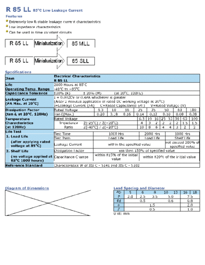 Wincap [radial thru-hole] R85LL Series  . Electronic Components Datasheets Passive components capacitors Wincap Wincap [radial thru-hole] R85LL Series.pdf